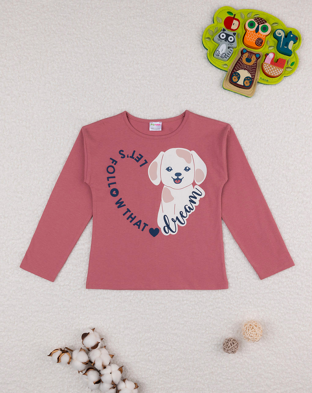 T-shirt bimba rosa cagnolino