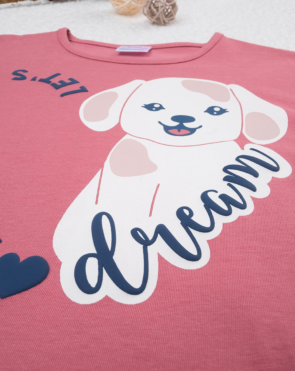 T-shirt bimba rosa cagnolino