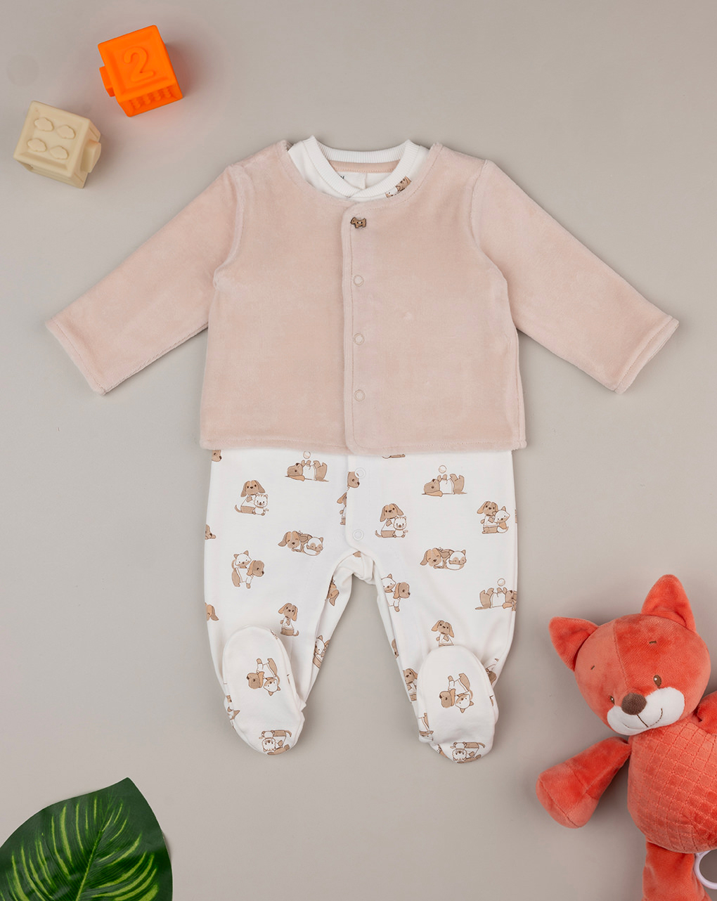 Set due pezzi beige bimba