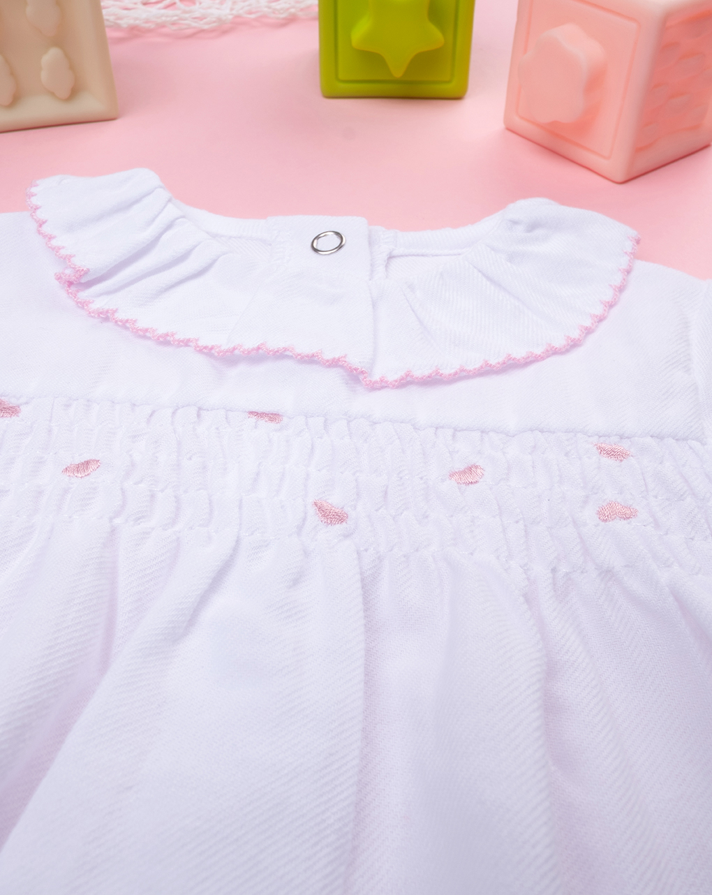 Camicia bimba bianca ricamo rose