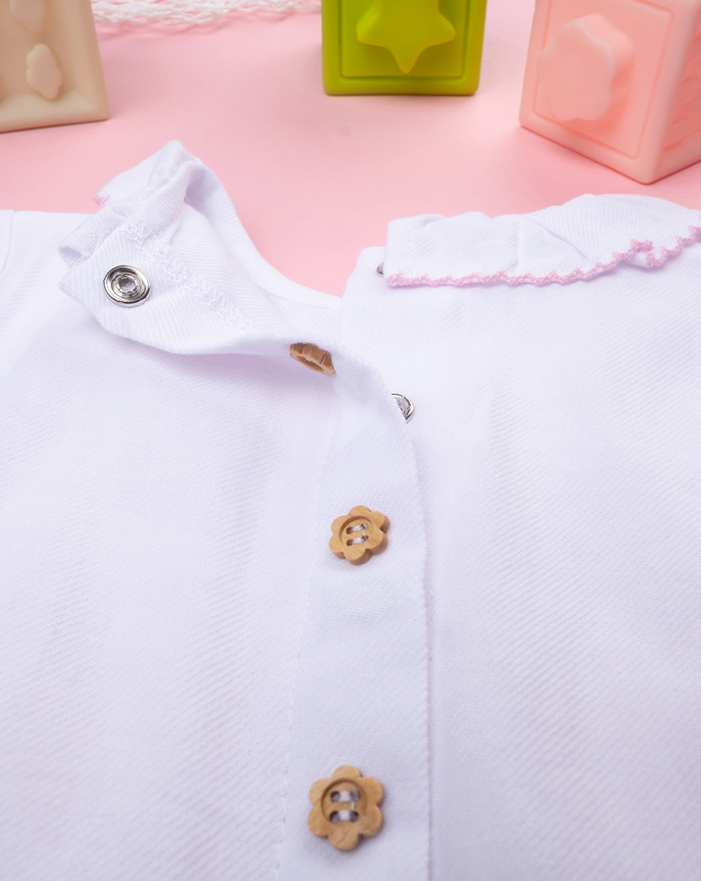 Camicia bimba bianca ricamo rose