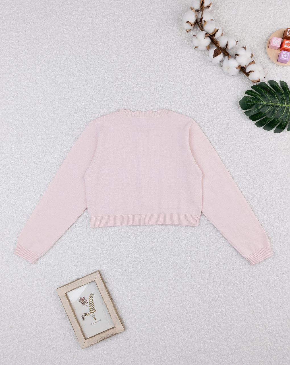 Cardigan bimba rosa traforato