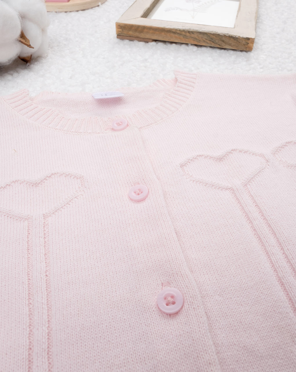 Cardigan bimba rosa traforato