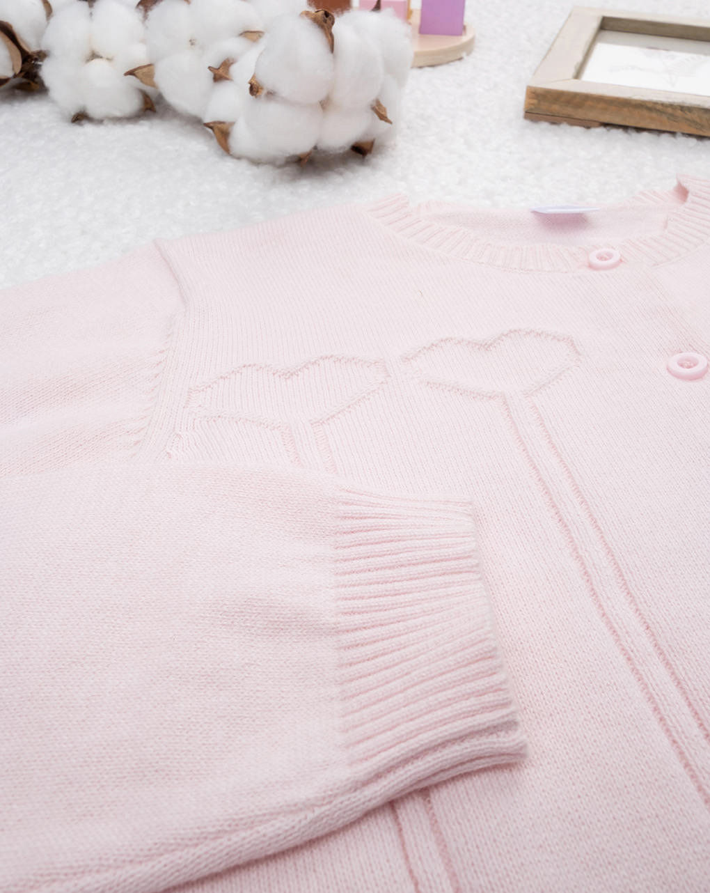 Cardigan bimba rosa traforato