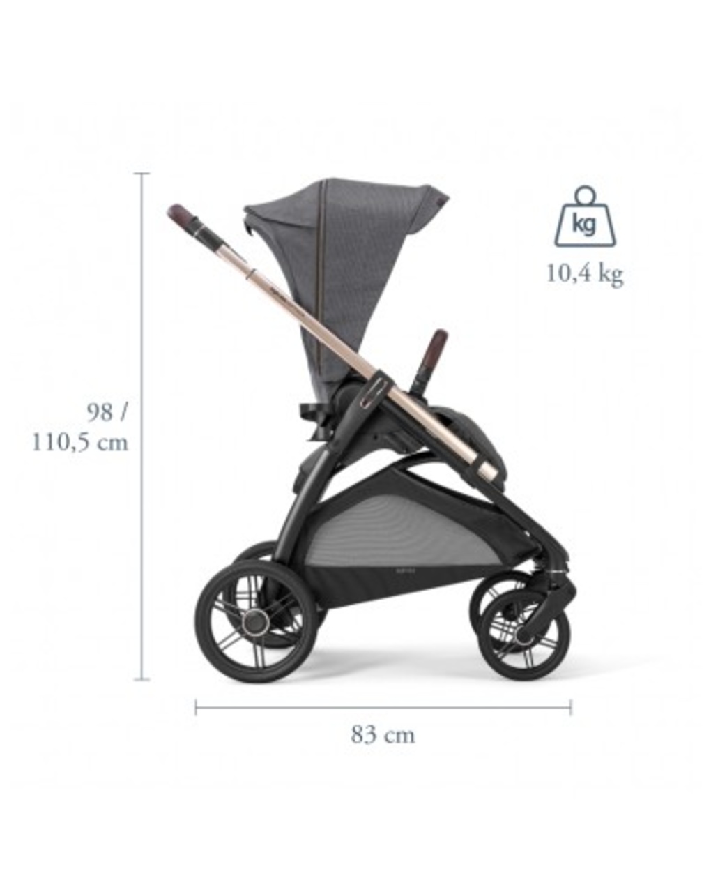 Passeggino aptica litio black satin grey - inglesina