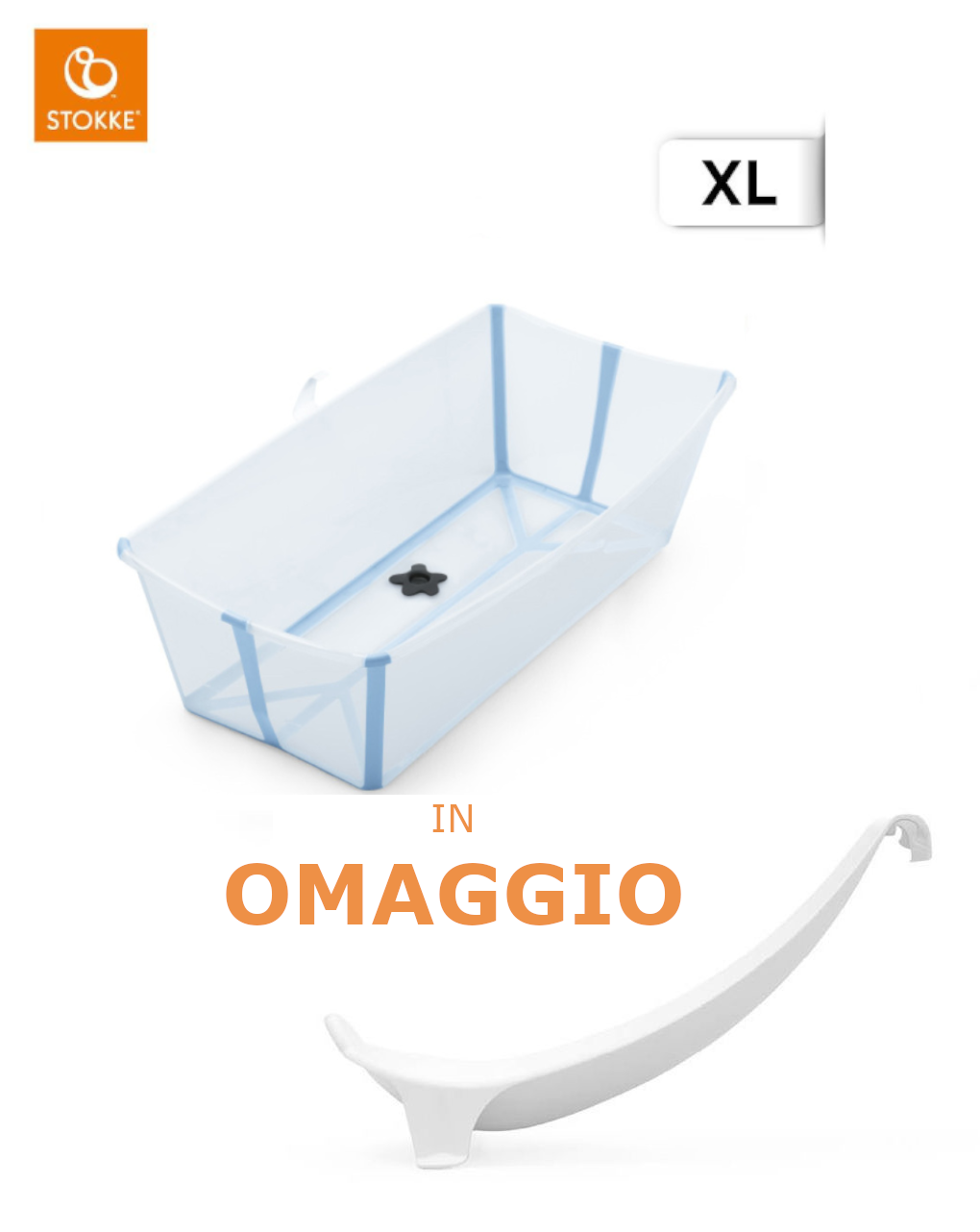 Flexi bath x-large ocean blue + supporto in omaggio  - stokke®