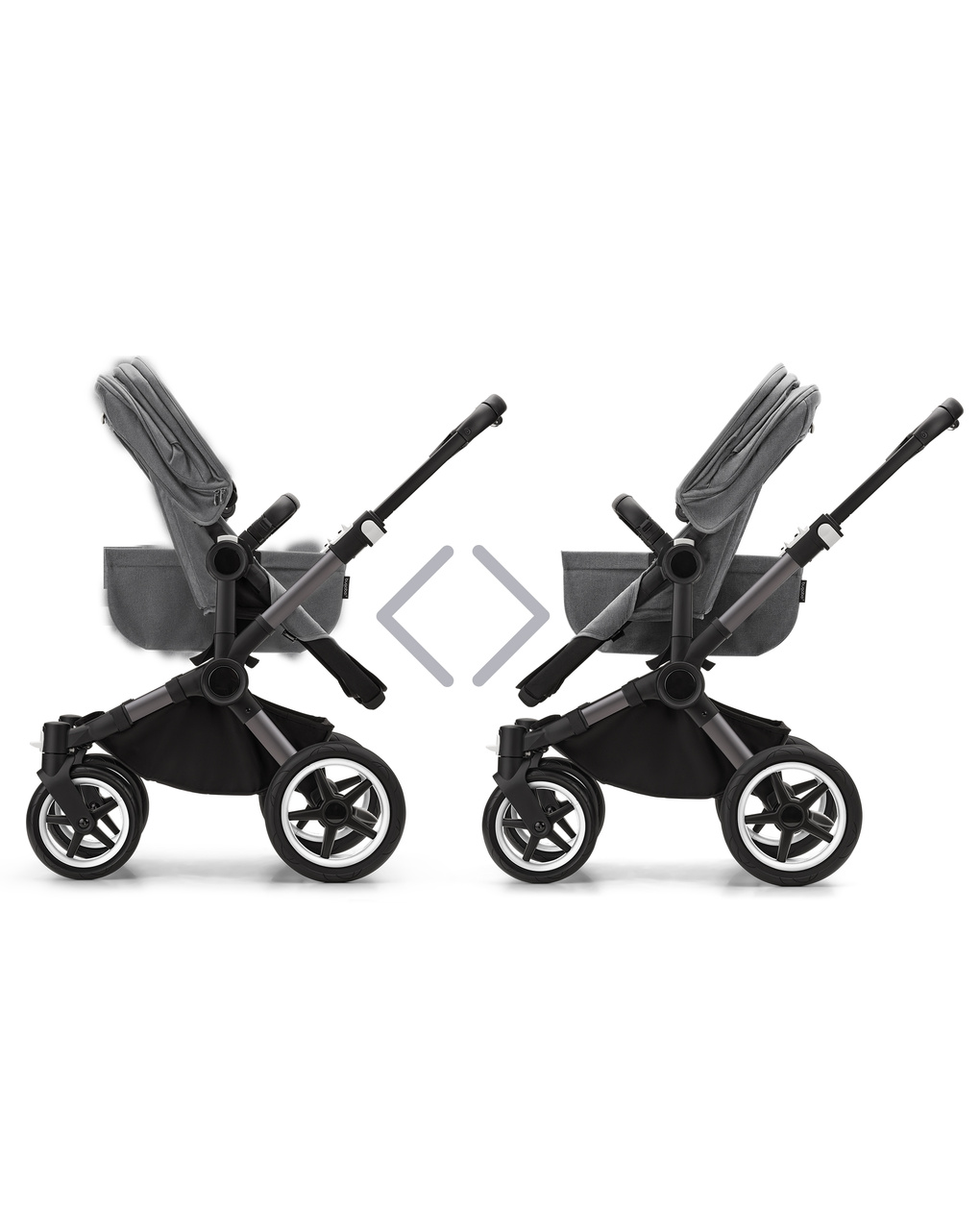 Bugaboo donkey 5 mono navicella e passeggino telaio graphite, tessuti e cappottina grey melange