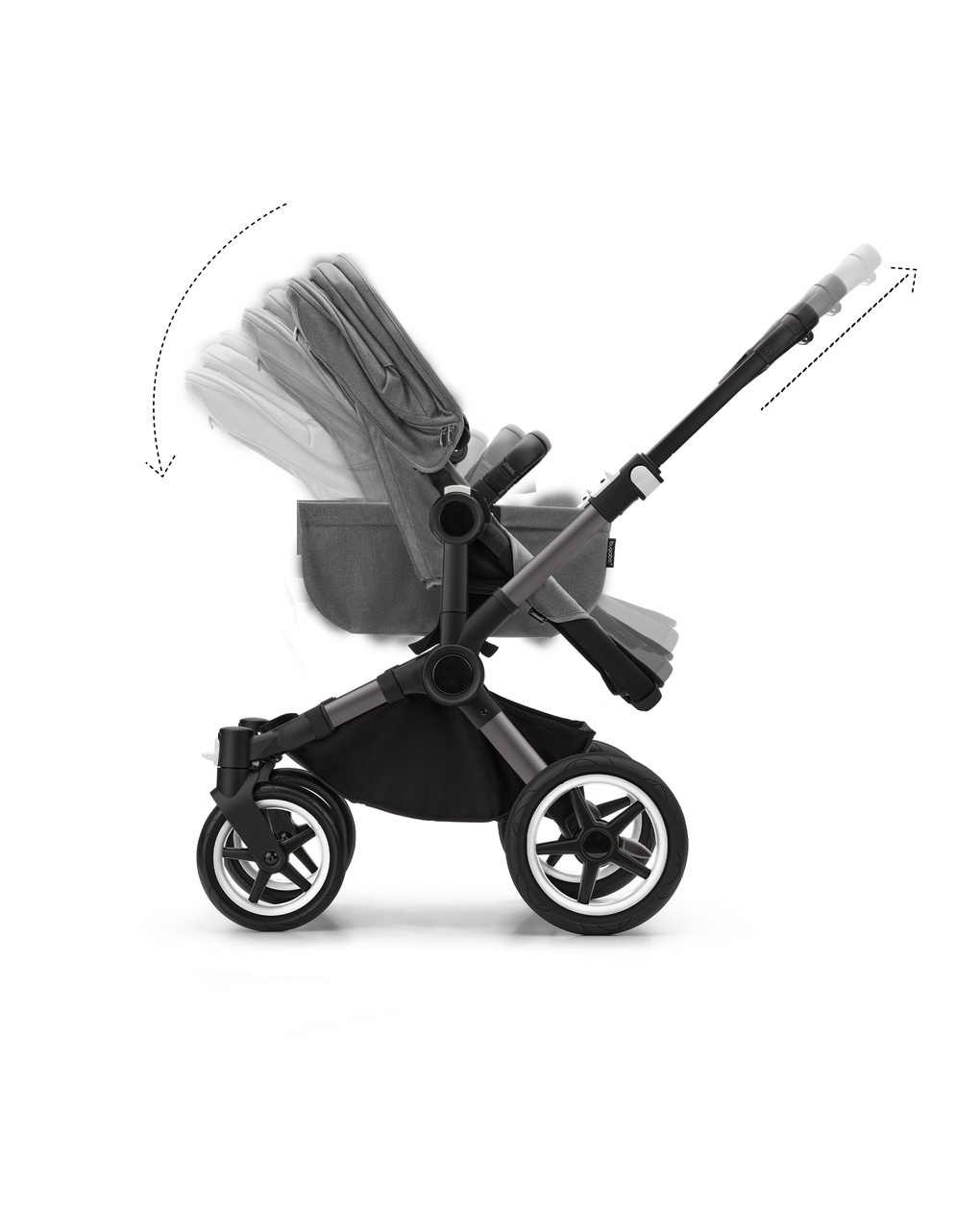 Bugaboo donkey 5 mono navicella e passeggino telaio graphite, tessuti e cappottina grey melange