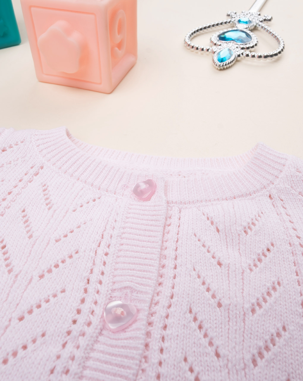 Cardigan bimba rosa frill