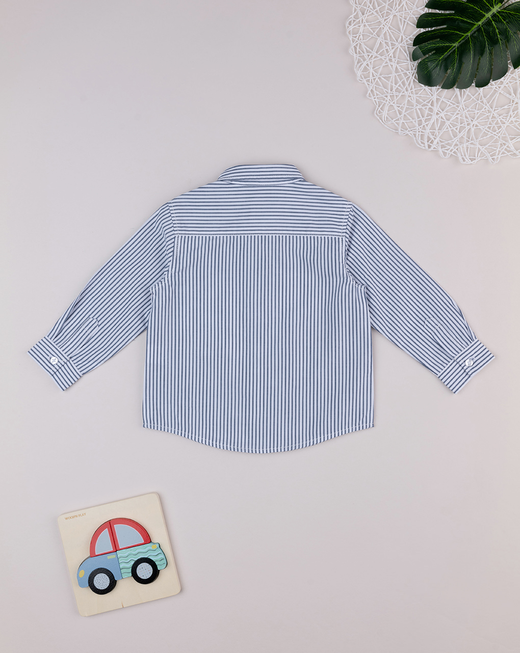 Camicia bimbo rigata bianca/blu