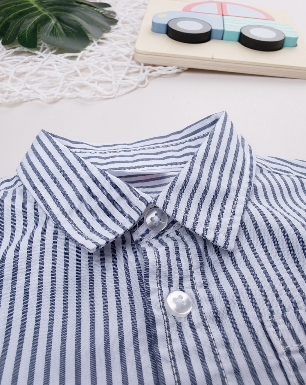 Camicia bimbo rigata bianca/blu