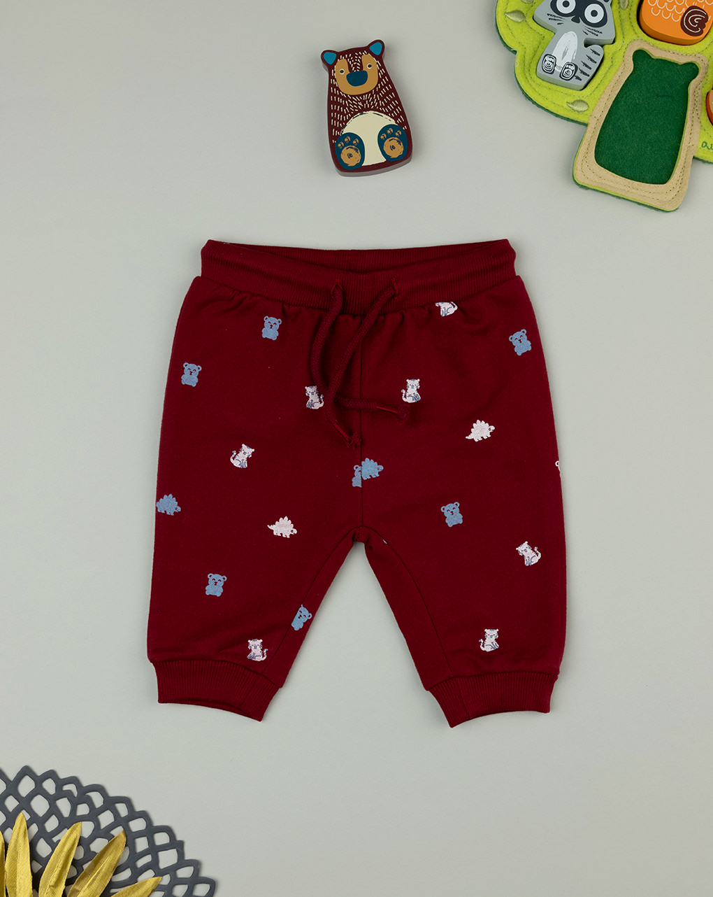 Pantaloni lunghi bordeaux bimbo con allover