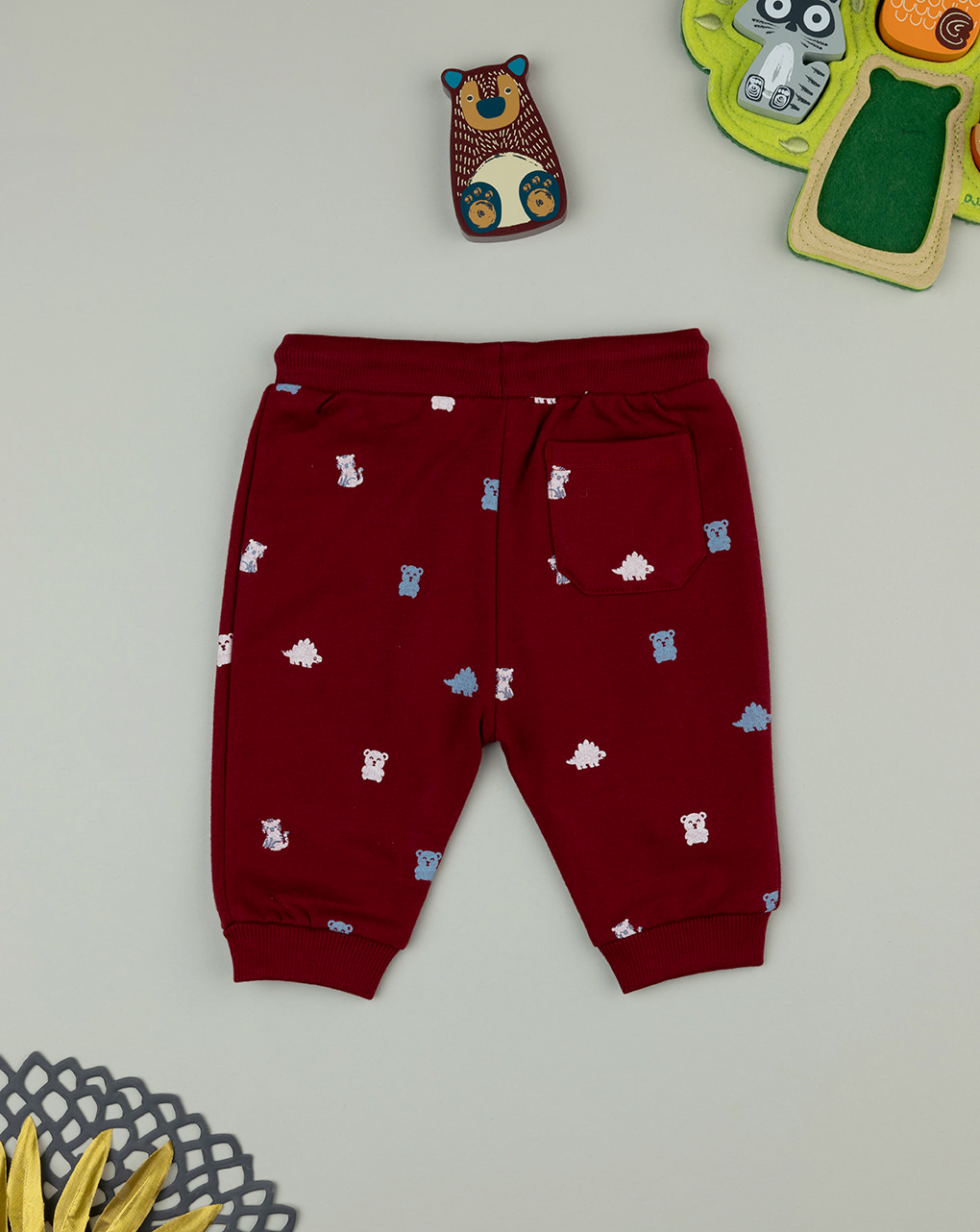 Pantaloni lunghi bordeaux bimbo con allover