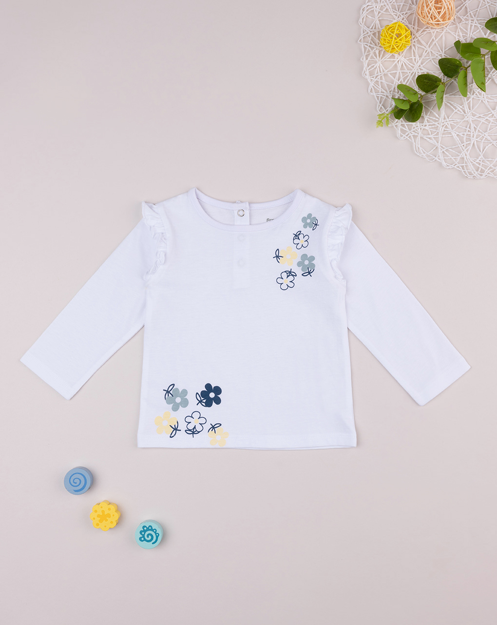 T-shirt bimba bianca fiori