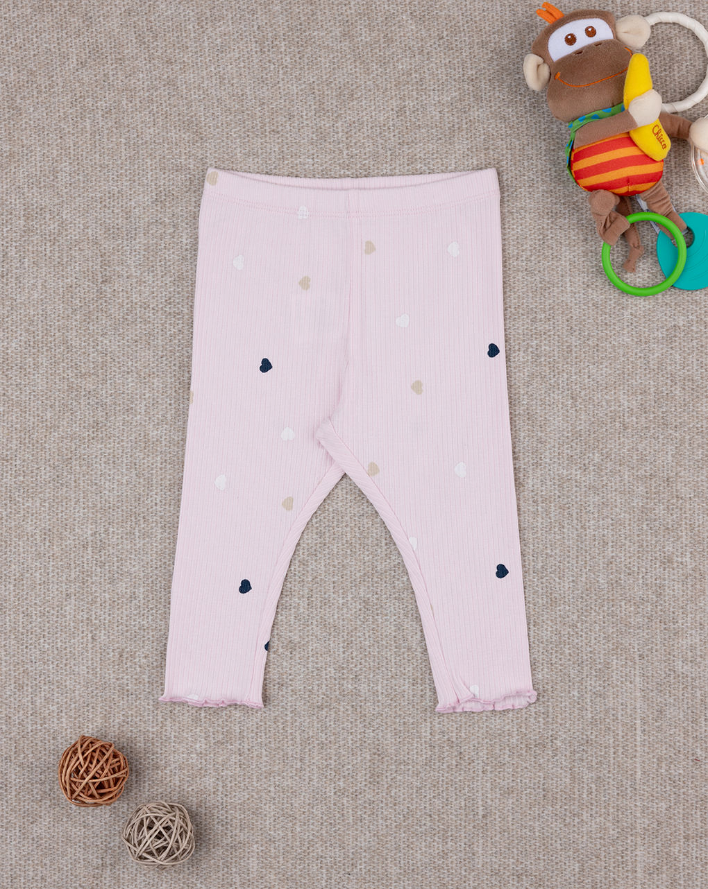 Legging bimba rosa coste allover