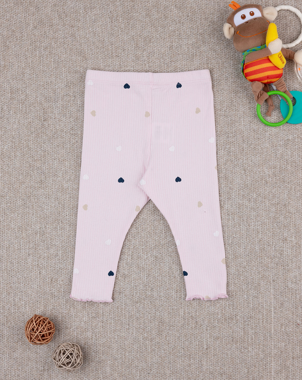 Legging bimba rosa coste allover