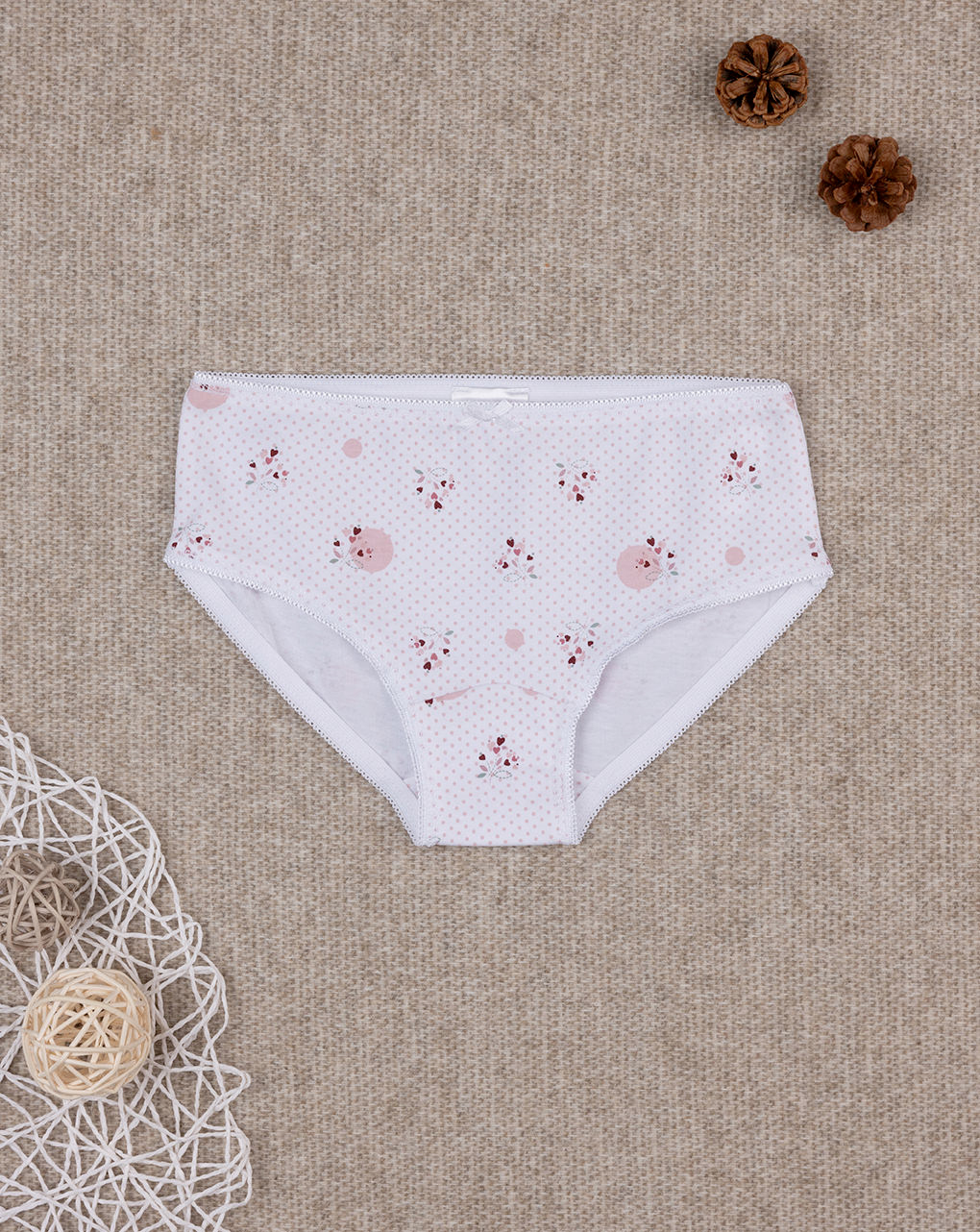 Slip bimba bianco allover fiori