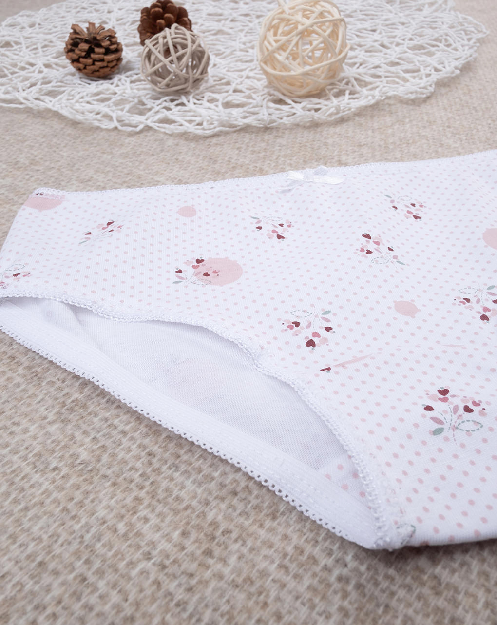 Slip bimba bianco allover fiori