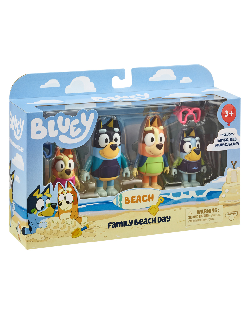 Bluey set 4 personaggi beach - 3+