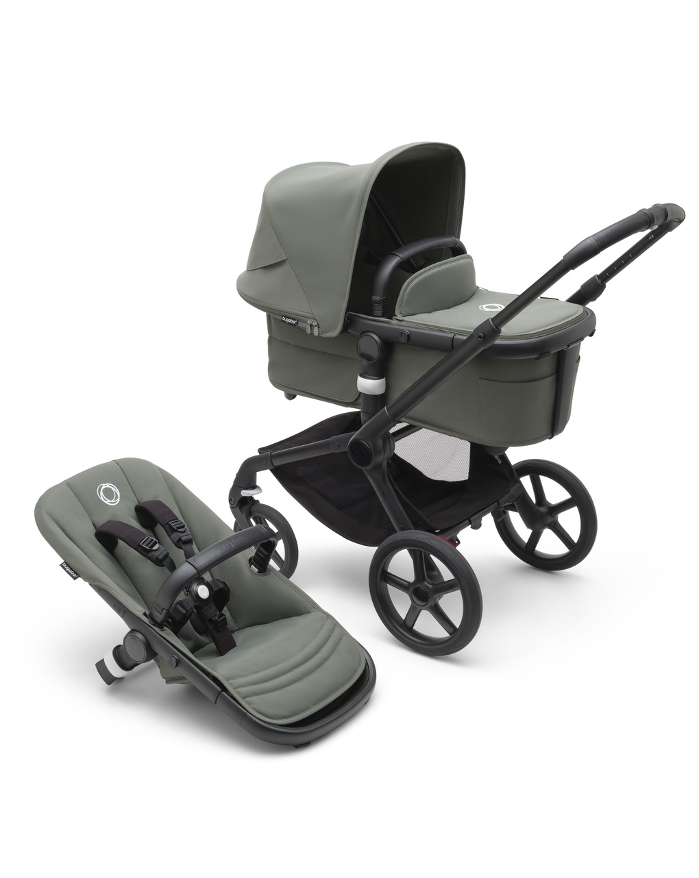 Passeggino fox 5 completo (navicella + seduta) black/forest green - bugaboo