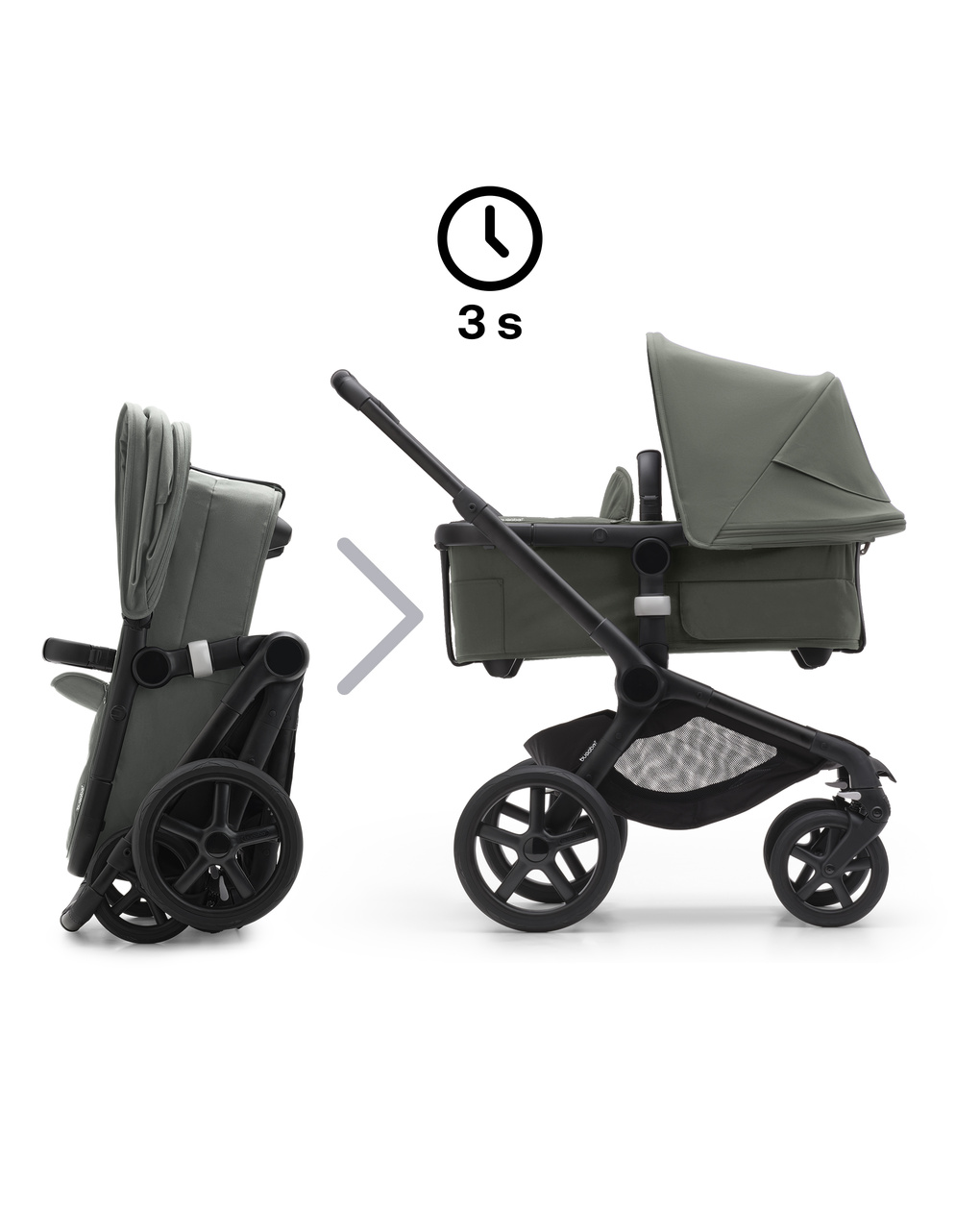 Passeggino fox 5 completo (navicella + seduta) black/forest green - bugaboo