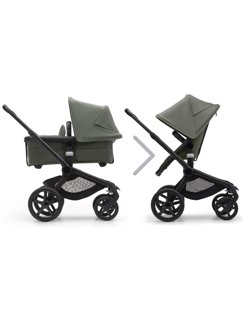 Passeggino fox 5 completo (navicella + seduta) black/forest green - bugaboo