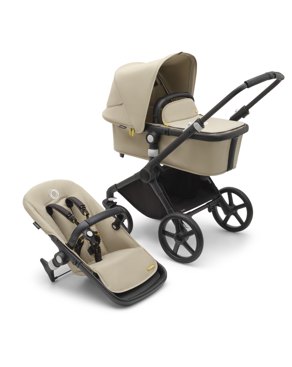 Passeggino fox cub completo (navicella + seduta) black/desert beige - bugaboo