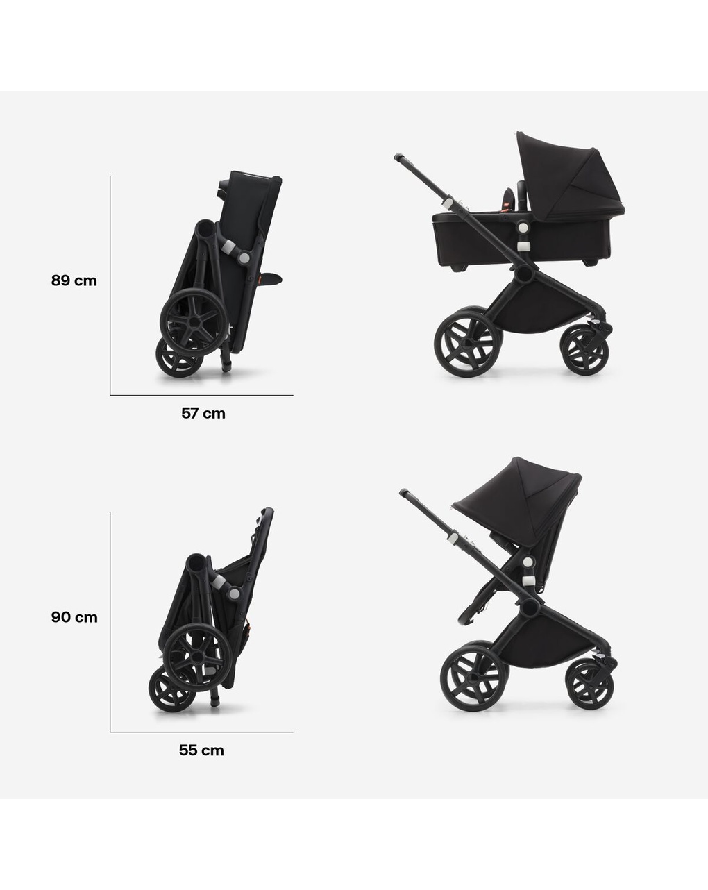 Passeggino fox cub completo (navicella + seduta) black/desert beige - bugaboo