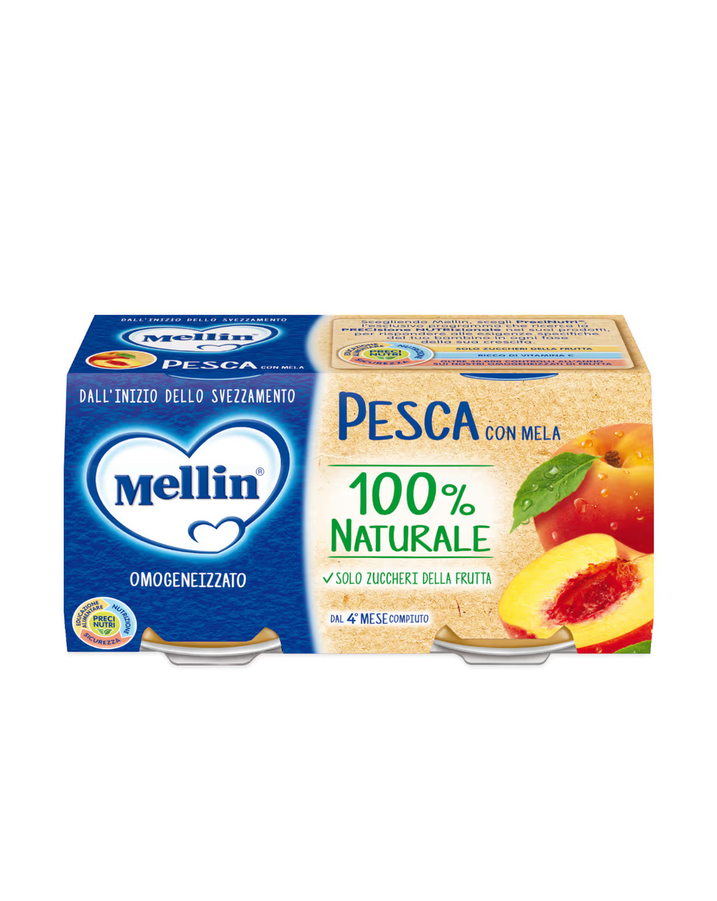 Omogeneizzato pesca 2×100 gr - mellin