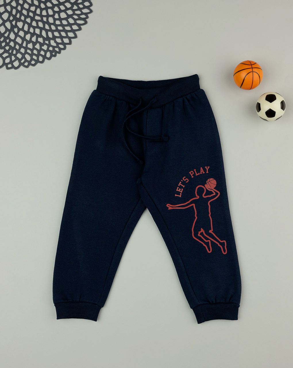 Pantalone bimbo blu felpato basket