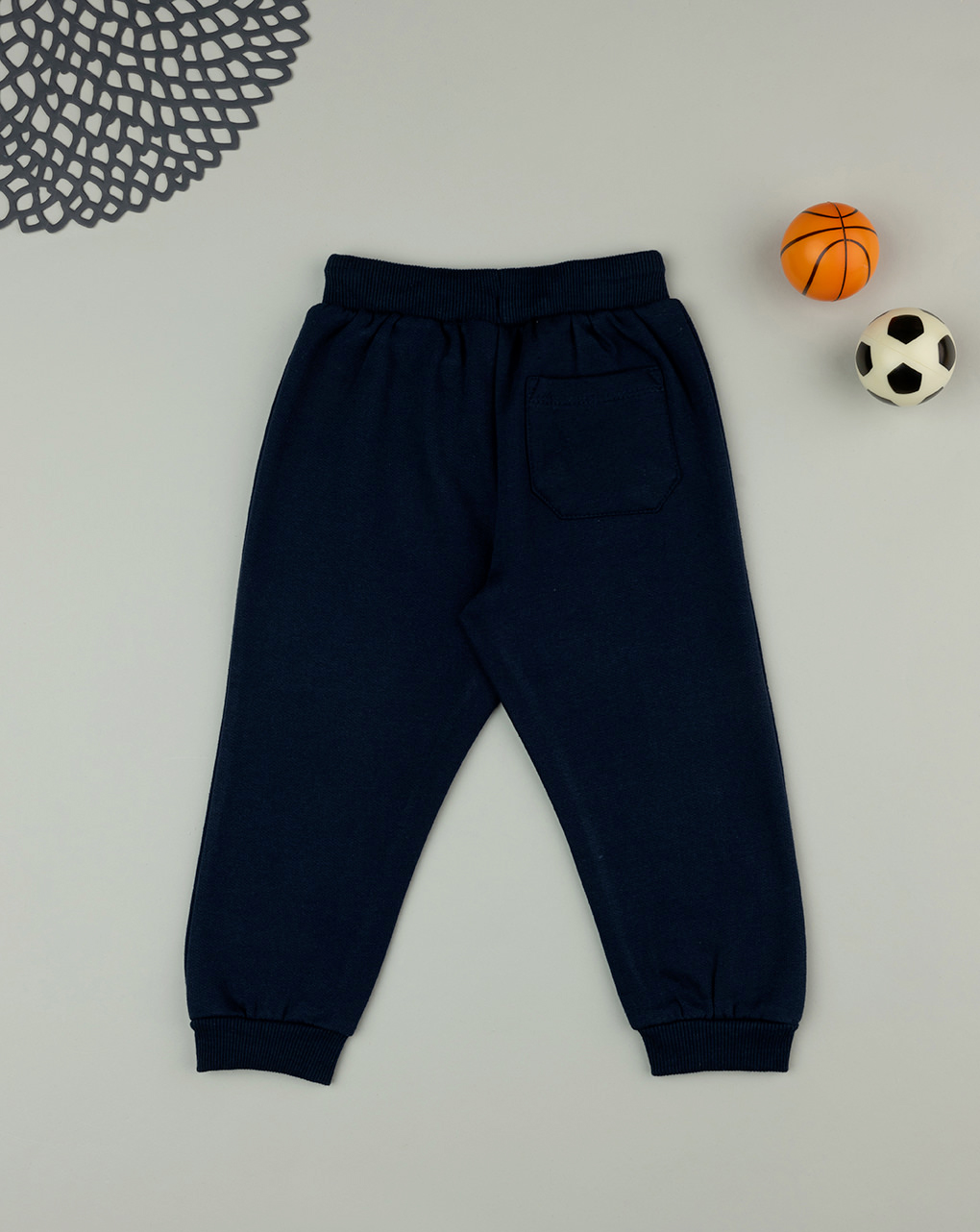 Pantalone bimbo blu felpato basket