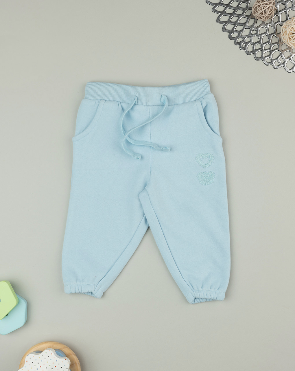 Pantalone felpato bimba azzurro