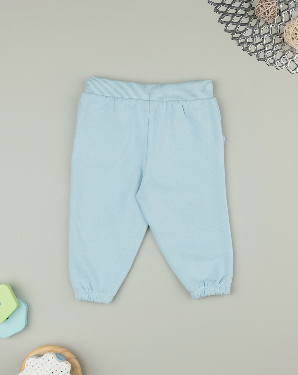 Pantalone felpato bimba azzurro