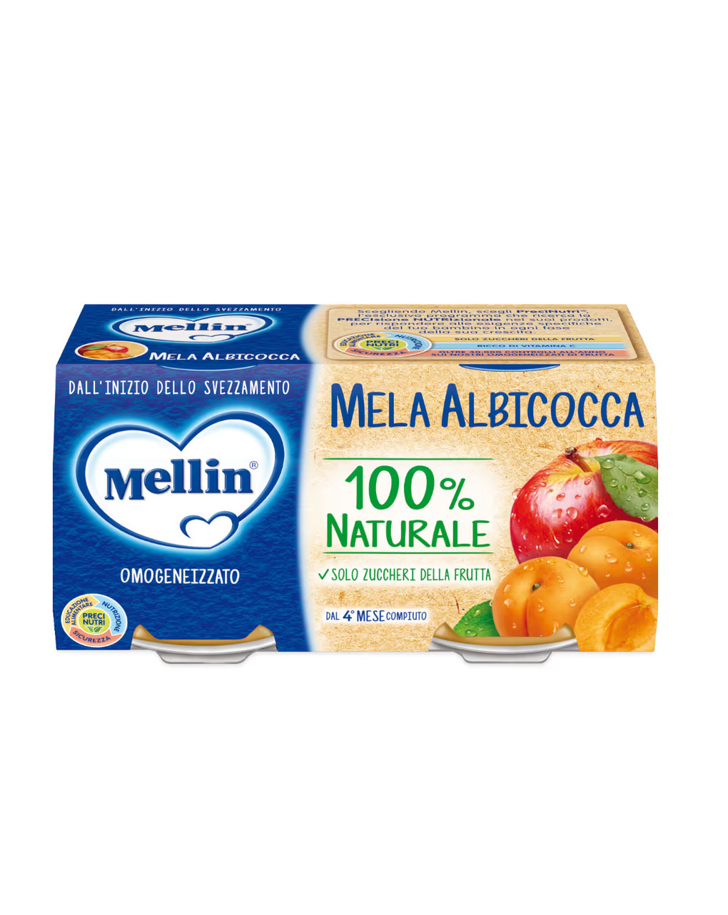 Omogeneizzato mela e albicocca 2×100 gr - mellin