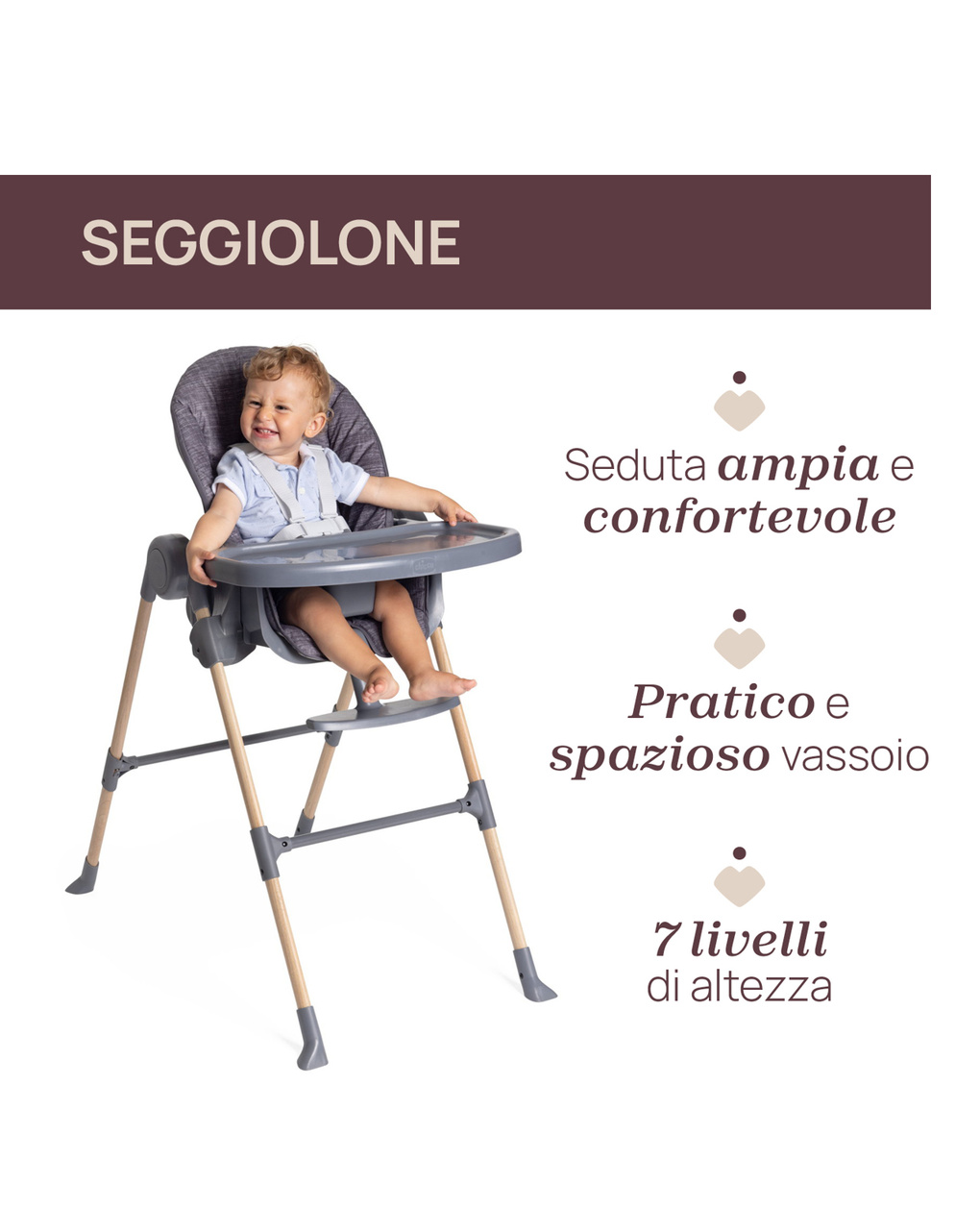 Seggiolone polly essential coal  - chicco