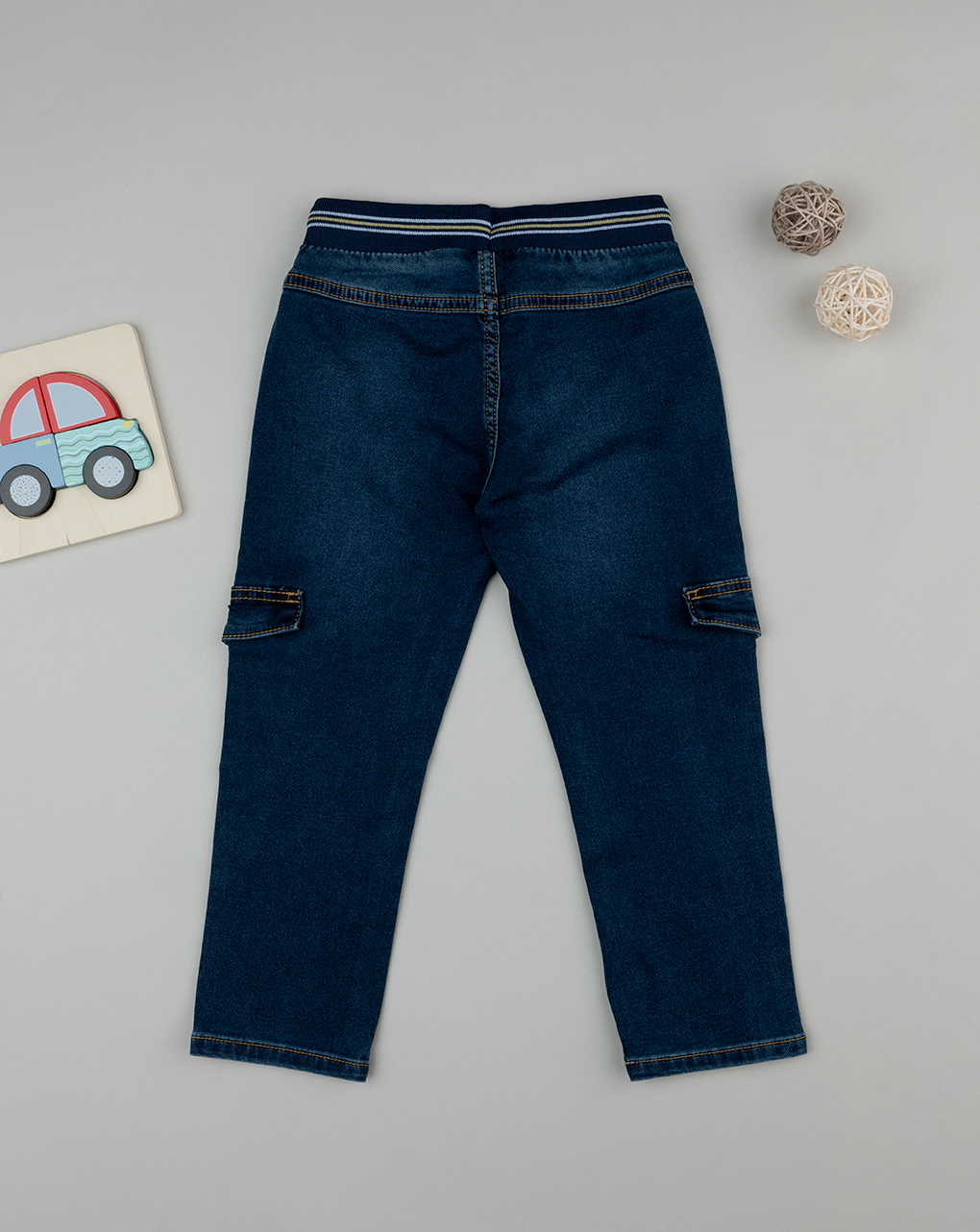 Pantalone denim scuro bambino con tasche