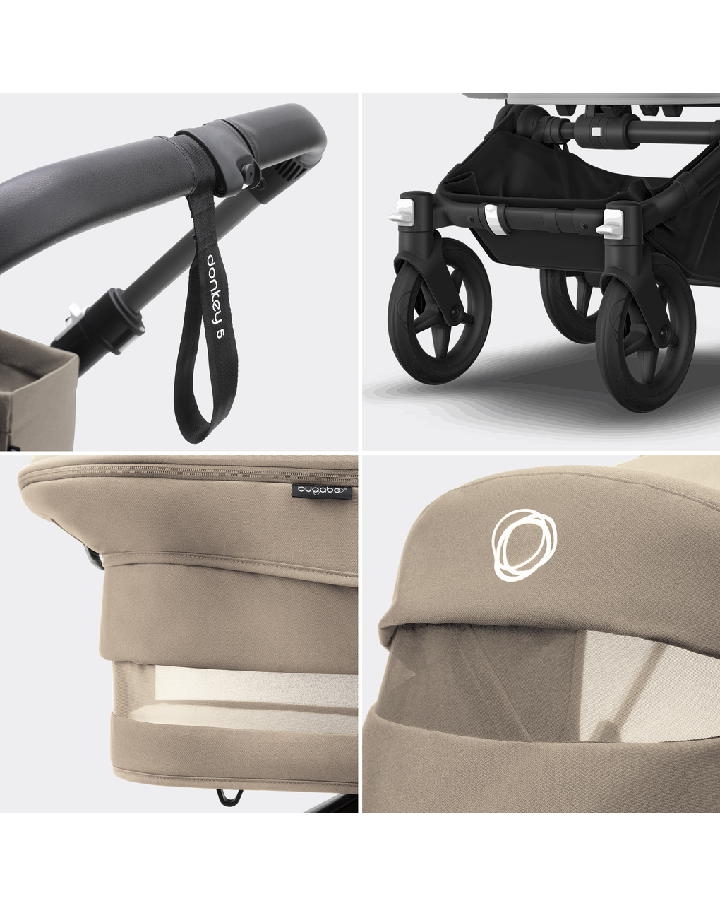 Donkey 5 mono navicella + passeggino in black/desert taupe - desert taupe - bugaboo