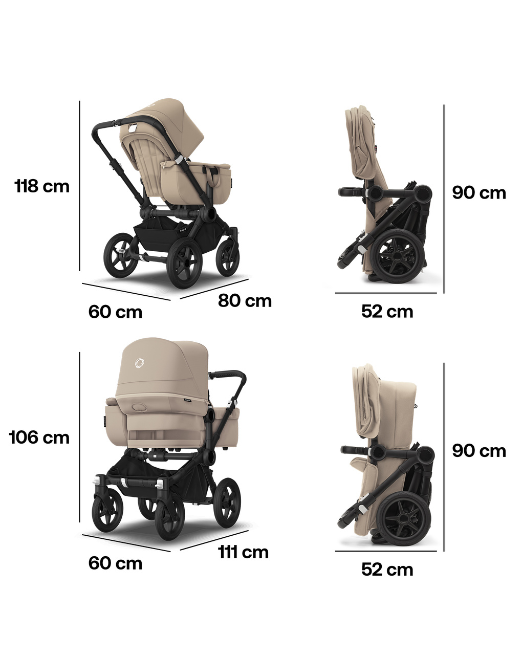 Donkey 5 mono navicella + passeggino in black/desert taupe - desert taupe - bugaboo