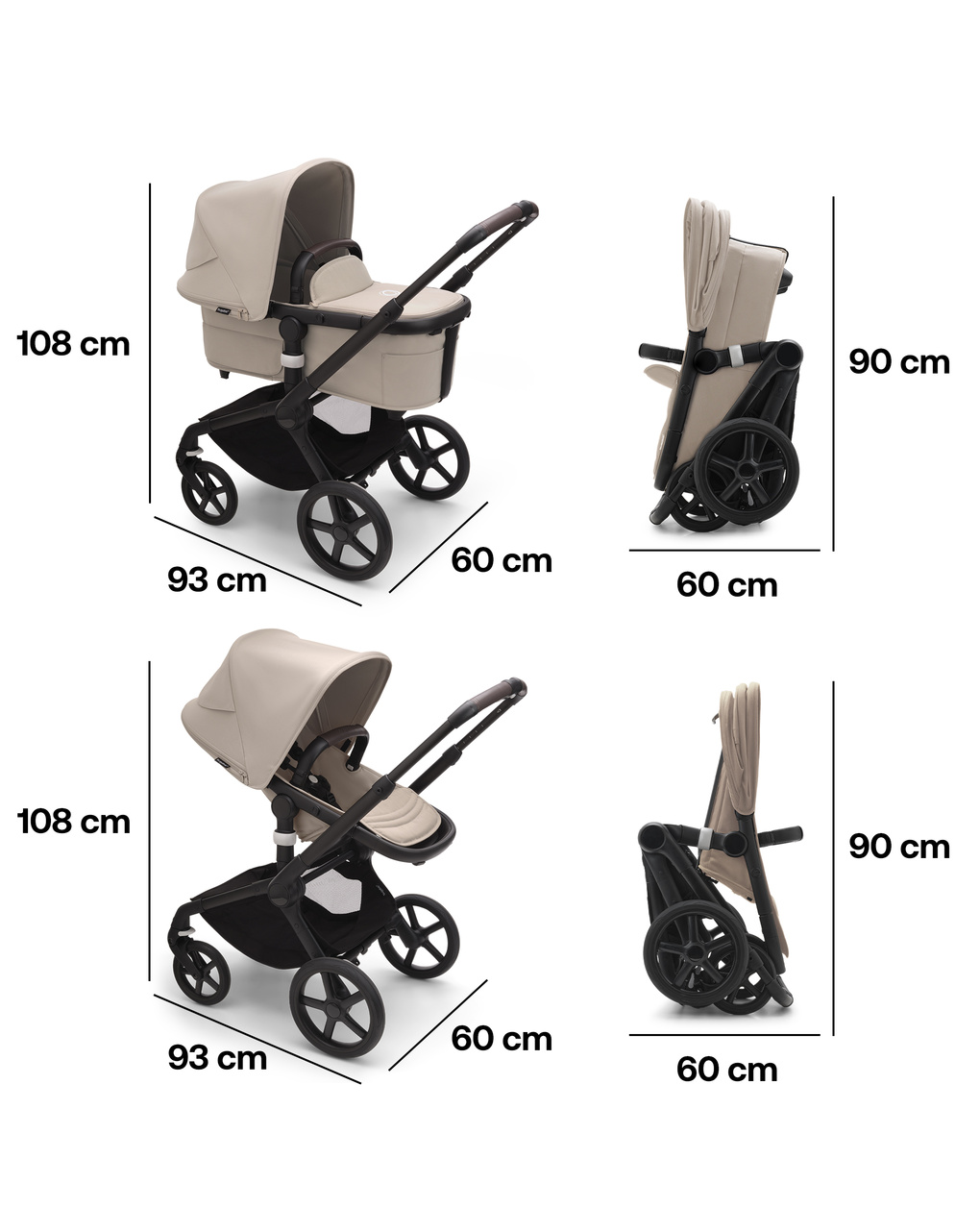 Fox 5 navicella + seduta passeggino black/desert taupe - desert taupe - bugaboo