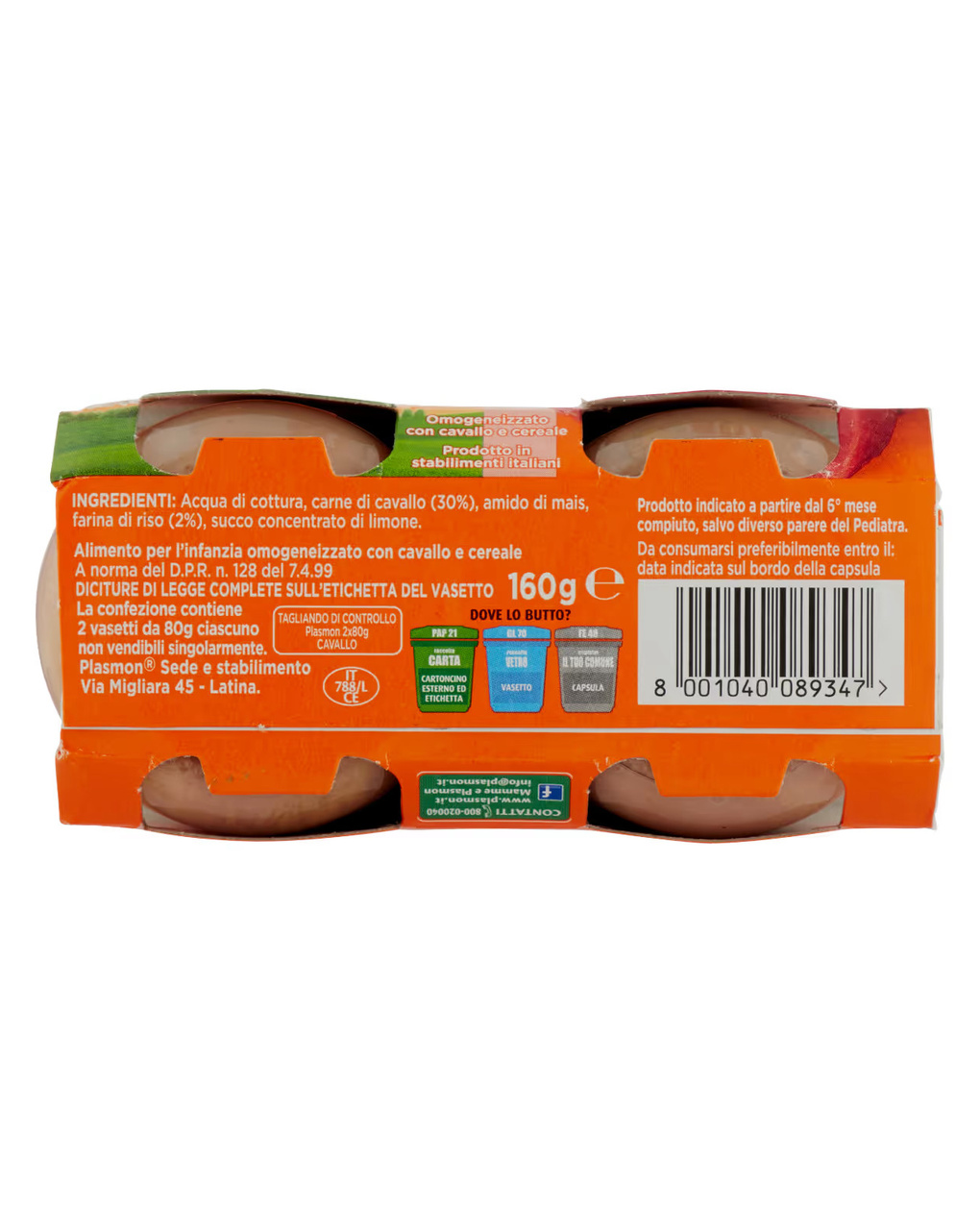 Omogeneizzato cavallo – 2x80g - plasmon