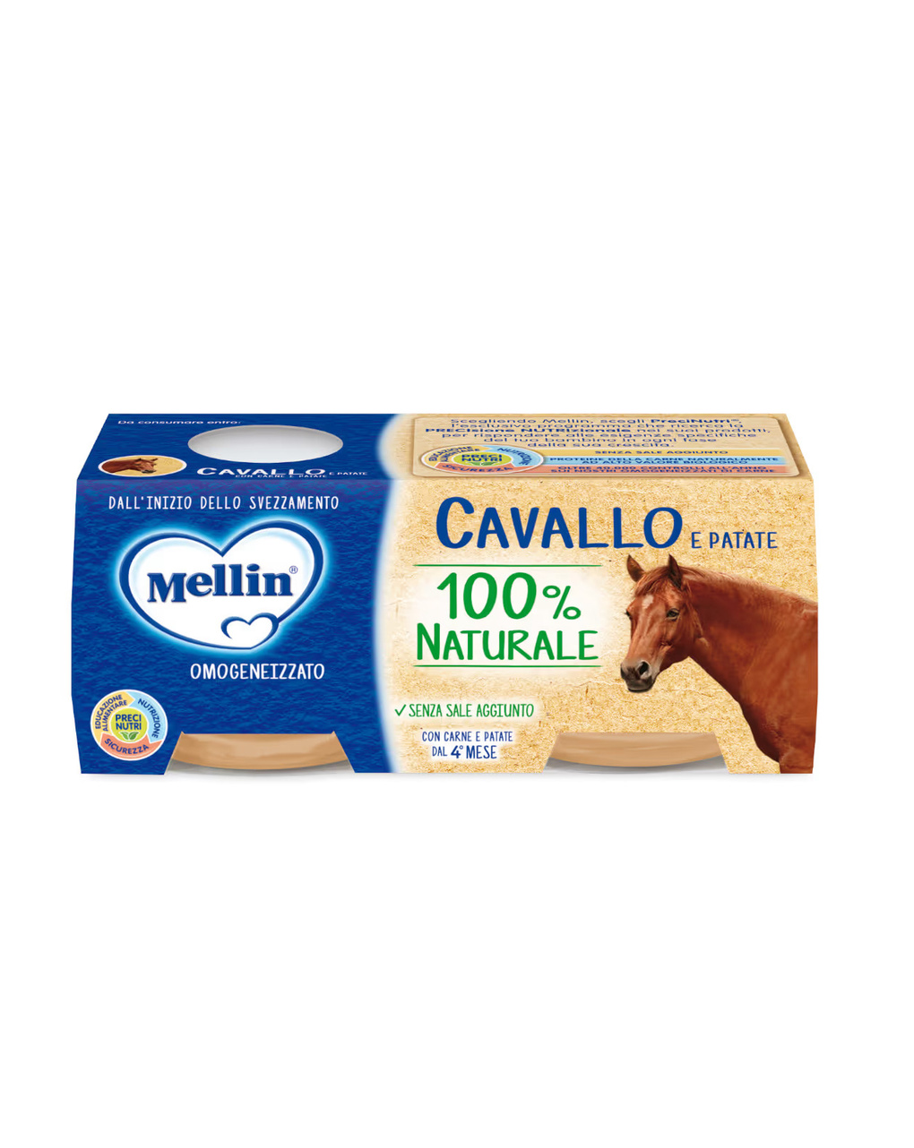 Omogeneizzato cavallo con verdure 2×80 gr - mellin