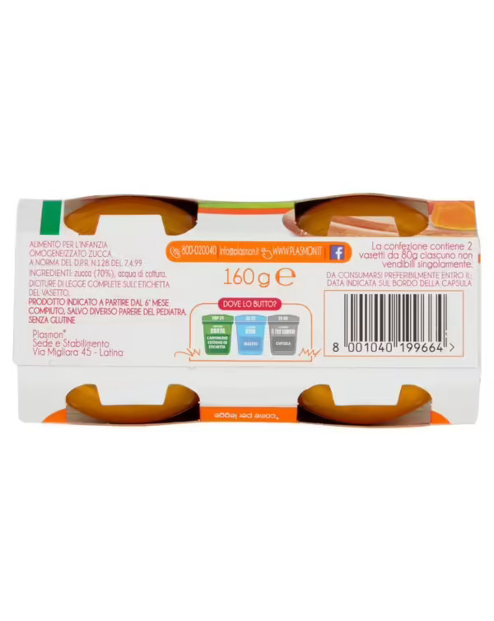 Omogeneizzato zucca 2x80g - plasmon