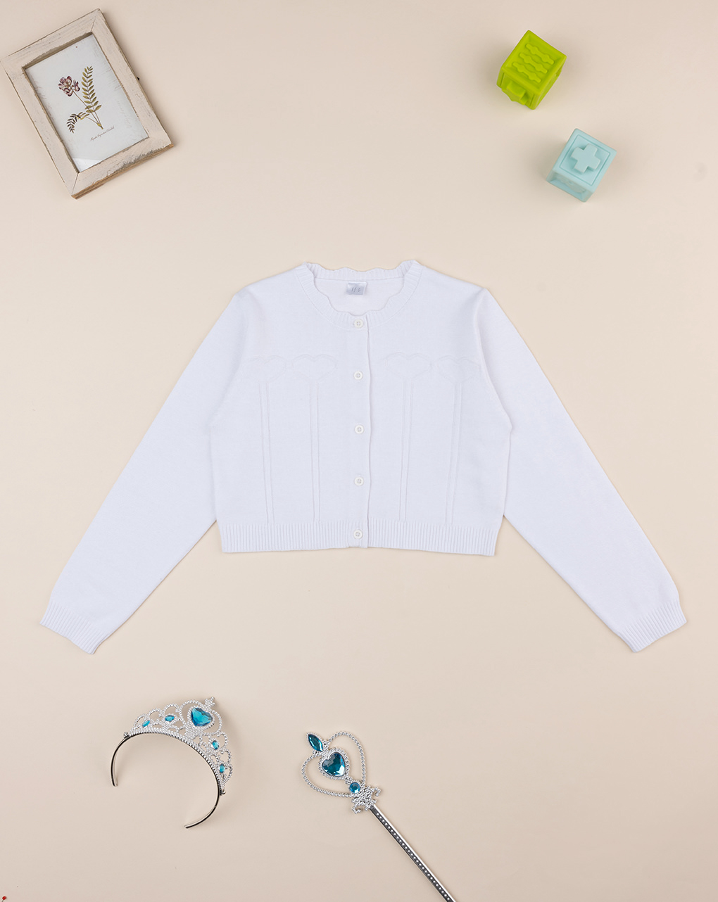 Cardigan bimba bianco traforato