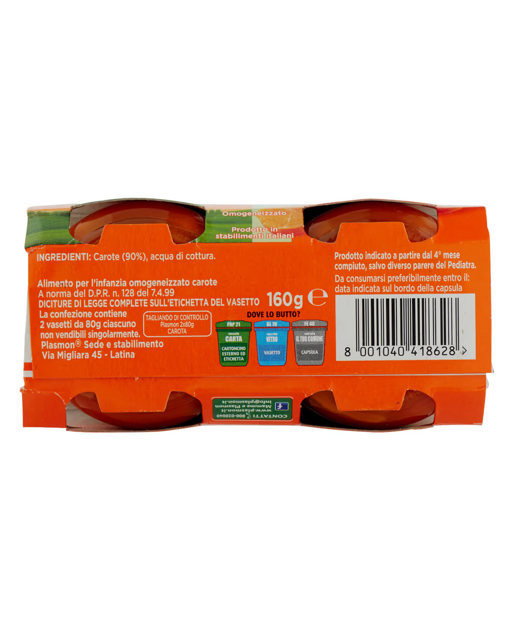 Omogeneizzato carota – 2x80g - plasmon