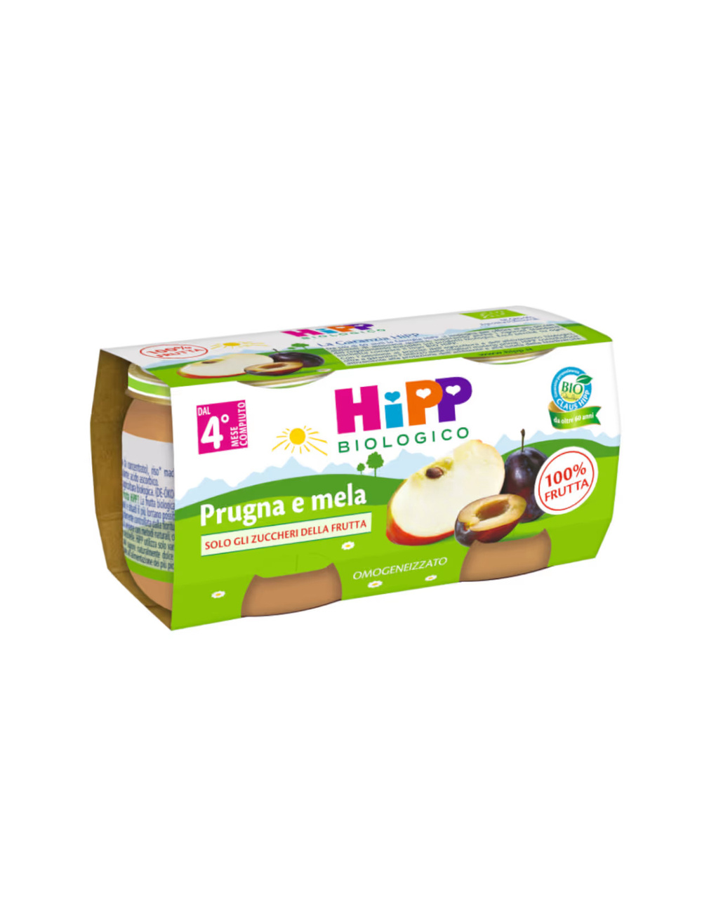 Omogeneizzato prugna e mela 100% 2x80g - hipp