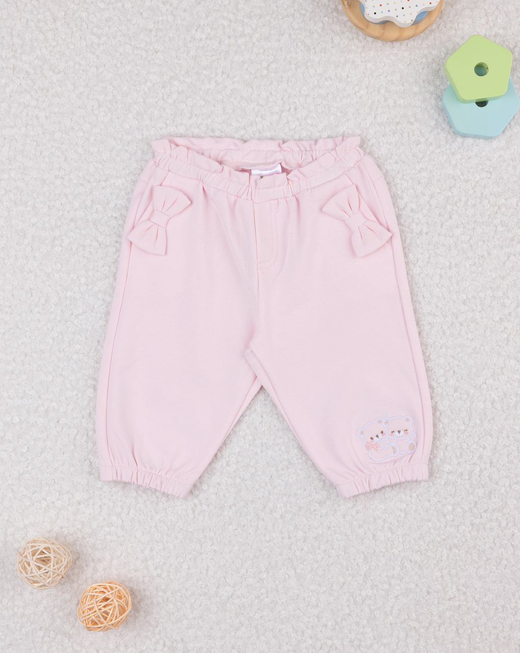 Pantaloni bimba rosa fiocchetti