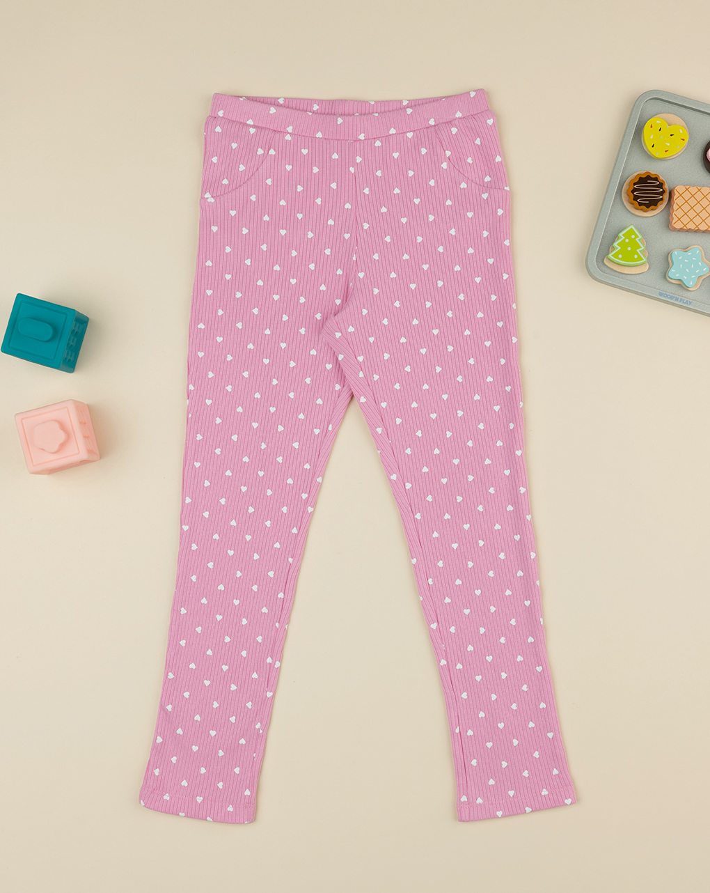 Leggings rosa bimba allover cuori