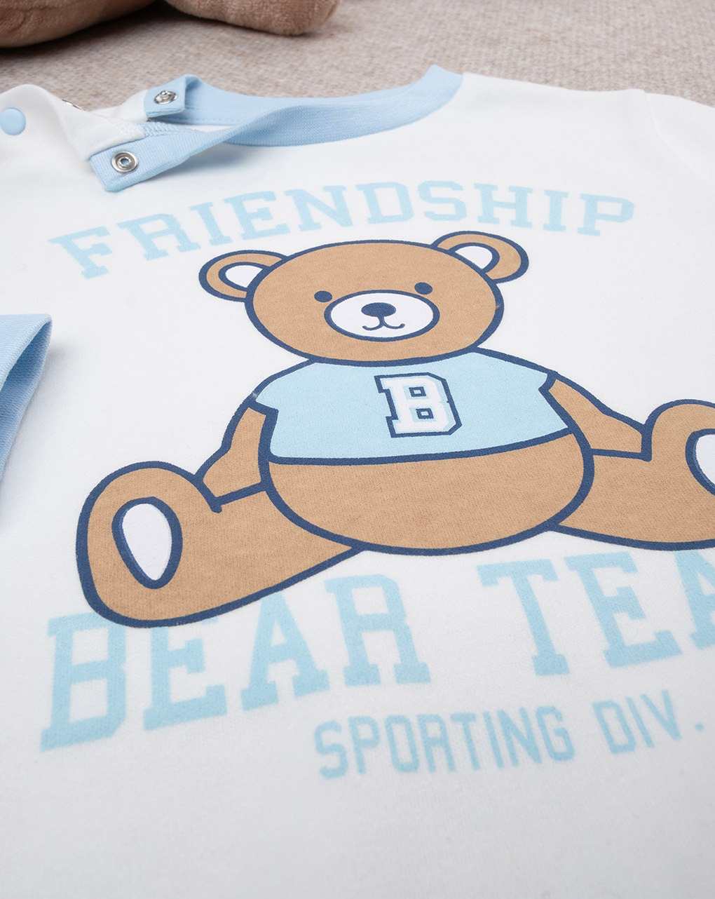 Pigiama bimbo bianco/azzurro bear team