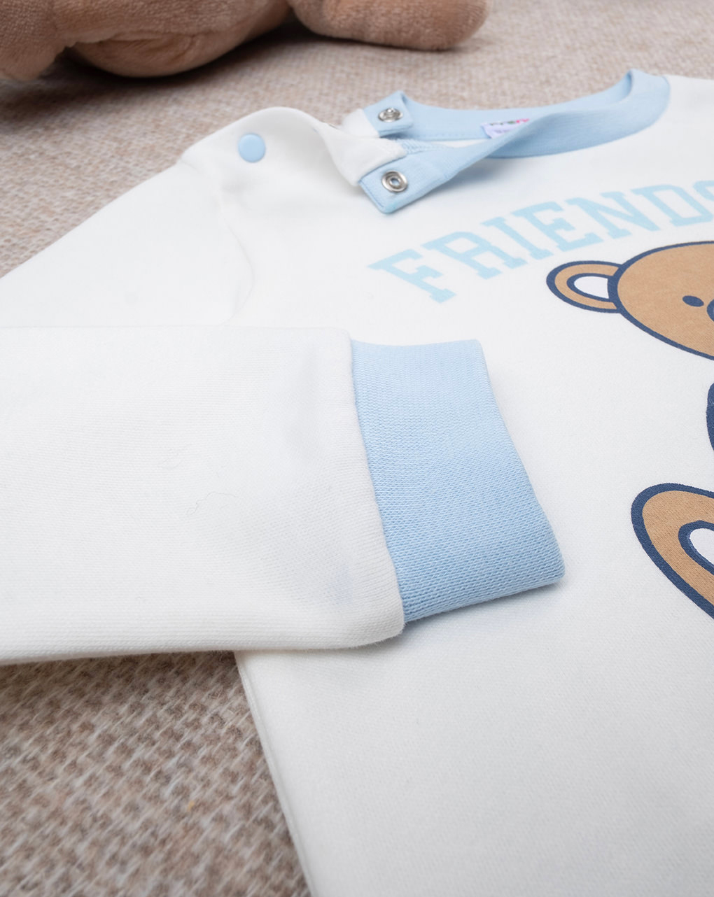 Pigiama bimbo bianco/azzurro bear team