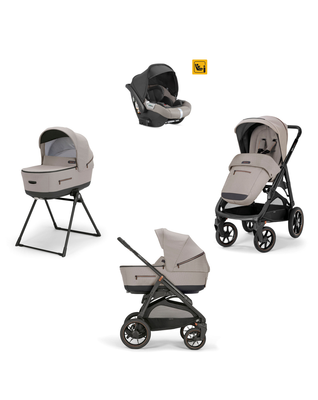 Aptica xt system quattro darwin colore tundra beige telaio nero - inglesina